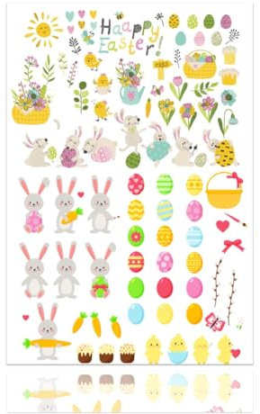 TK Gruppe Timo Klingler Hey! Easter® 50er Aufkleber Ostern - Sticker zum Bekleben & Basteln von Ostereier, Dekoration Klebebilder von Eier mit über 50 Motiven (Classic)