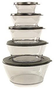 Tupperware Clear Collection 2,4L+1,3L+990ml+610ml + 290ml Nero 36487