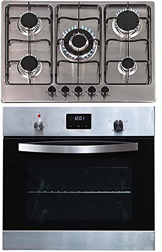 SIA SO114SS 60cm Stainless Steel Digital Electric Single Fan Oven & SSG702SS 70cm 5 Burner Gas Hob With LPG Kit & FFD