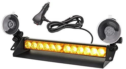ROUTEKING 35,6cm Gyrophare Orange LED Stroboscopique - 12V-24V Lumière d'avertissement d'urgence, 12LED 9 modes Led clignotants pour Véhicule Tracteur Car Bus (Ambre)