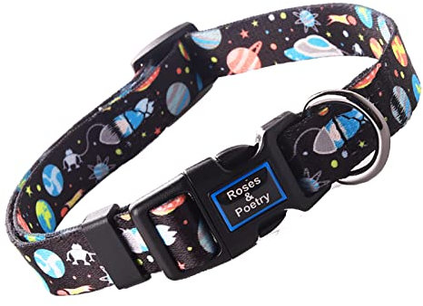 Roses&Poetry Hundehalsband mit bunten Sternmustern, verstellbare, langlebige Welpenhalsbänder für kleine, mittelgroße und große Hunde (Stern-XS)