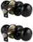Probrico Black Door Knob Sets with Latch, Internal Black Door Handles, Round Interior Door Knobs, Passage Door Knob Handles, 2 Pack