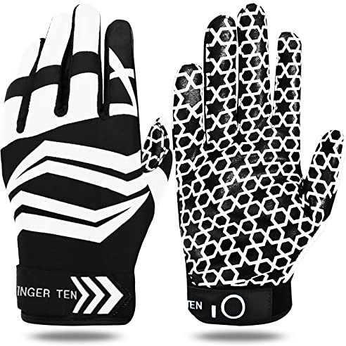 LOVMEAD American Football Handschuhe Erwachsener Jugend Herren Gloves Receiver Empfänger Handschuhe Ultra Stick für Sport Fußball (M, Weiß)
