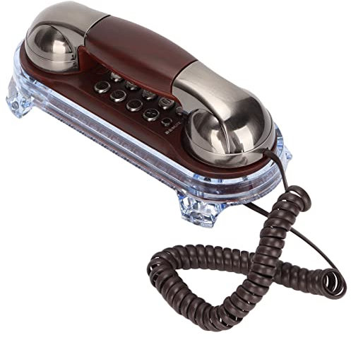 Telefono da Parete con Filo Retrò, Telefono Antico Vintage Europeo, Composizione a Toni Funzione di Pausa di Ricomposizione Silenziosa con Tasto con Luce Inferiore, Linea Fissa