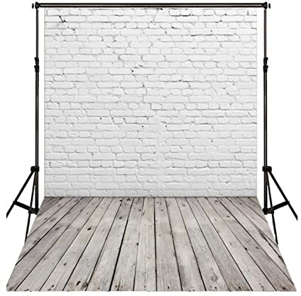 Fotografie Hintergrund Tuch, Weiße Backstein Wand mit Holzboden Fotografie Hintergrund Foto Hintergrund Tuch Fotostudio Fotografie Requisiten 1,6x2,3 Yd