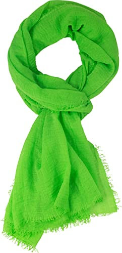 fashionchimp BASIC-Schal für Damen mit weichem Fransensaum, Tuch in leichter Qualität mit Baumwolle, einfarbig (Neon-Grün)