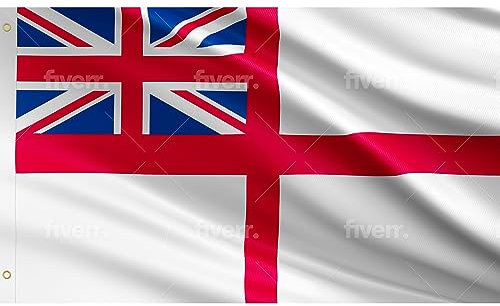 White Ensign Flag With 2 Metal Eyelets Large 5x3' Royal Navy Of United Kingdom Banner