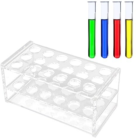 15x7.6x7cm 18 Löcher Reagenzglasständer für Wissenschaftliche Laborversuche | Transparenter Acryl Zentrifugenröhrchen Ständer Halter für 17mm Röhrchen