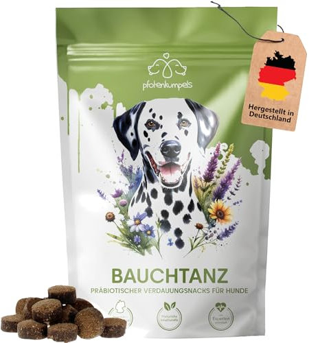 pfotenkumpels 'Bauchtanz' | Präbiotische Verdauungs-Snacks für Hunde | Darmflora aufbauen | Verbesserung der Verdauung & Immunsystem | Unterstützung bei Gras- & Kotfressen, Durchfall und Erbrechen