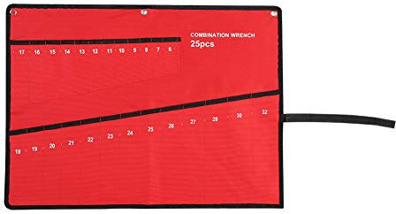 Tissting Schraubenschlüssel Rolltasche 6–25 Taschen Aufrollbare Werkzeugtasche Rot Leinwand Schraubenschlüssel Rollen Tasche für Heimwerker, Elektriker, Handwerker(25 Pockets)