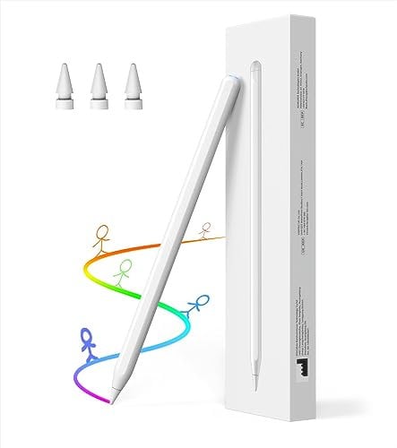 MoKo Lápiz para iPad Pro 12,9'' 6/5/4, iPad Pro 11 4/3, iPad Air 5/4, iPad Mini 6, Inclinación Sensible & Rechazo Palma, Carga Inalámbrica Magnética