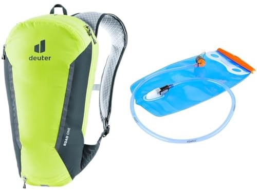 deuter Road One Rennrad Rucksack (5 L), Citrus-graphite & Streamer 2.0 Trinksystem