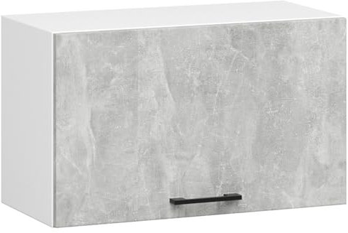 3E 3xE living.com Dachschrägen-Küchenschrank: eine Tür, EIN Regal, Farbe: Weiß | Beton, A: B: 60 cm, H: 29 cm, T: 30 cm.