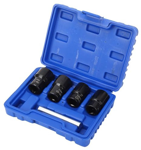 ZenithAur Lug Nut Remover Set - 5Pcs Twist Socket Extractor Locking Wheel Nut Bolt Stud Removers 17Mm 19Mm 21Mm 22Mm Socket