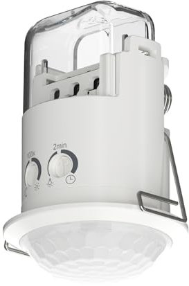 Theben 1030202 PIRA T6 Mini DE Kompakter Bewegungsmelder Präsenzmelder für den Innenbereich, 200 W LED, Erfassungsbereich rund 360°, Ø 6 m, Nachlaufzeit 5 s - 15 min, Deckeneinbau