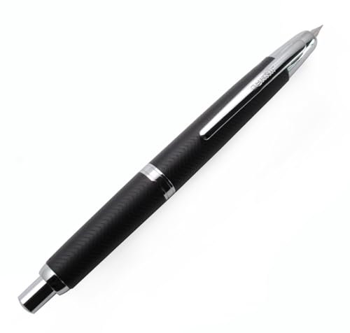 JINHAO 10 Press Fountain Pen Retractable Metal Pen with Ink Converter (Extra Fine Nib, Black Ripple)