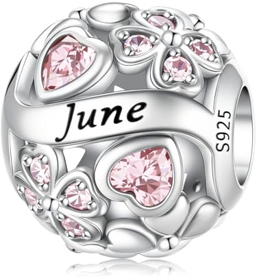 HappyStar Vierblättriges Kleeblatt Anhänger 925 Silber Bead Charms für Damen Glücksbringer Schmuck Geschenk Geburtsstein Charm mit Cubic Zirconia Kompatibilität Pandora Europäische Armband