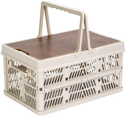 Genérico Cajas De Almacenamiento Para Camping,Caja Plegable De Camping - Organizador Apilable Con Asas Y Tapa Para Uso En Exterior Coche Y Picnic