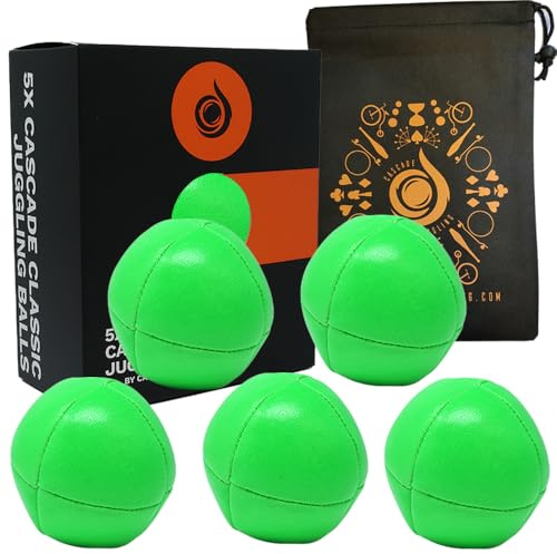 5 x Pro 105 g Cascade 8 Panel Thud Jonglierbälle & Tasche – Set mit 3 Jonglierbällen (grün)