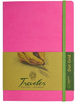 Pentalic Art Travelers Skizzenbuch, gepunktet, säurefrei Punktraster 6-inch x 8-inch, Bright Pink Hellrosa