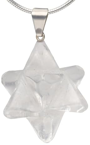 Lebensquelle Plus | Colgante de cristal de roca Merkaba | Con ojal plateado