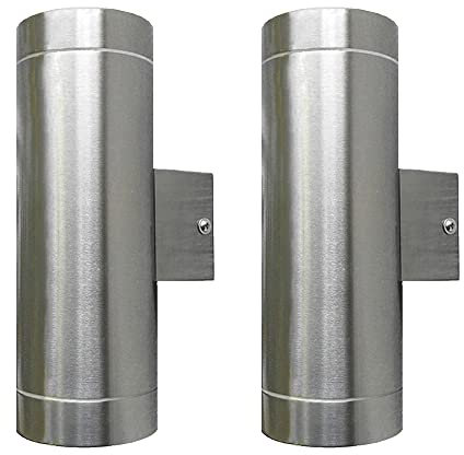 Dapo 2x hochwertige Edelstahl-Außen-Wand-Leuchte-Lampe BERGEN up & down IP44 inklusive Leuchtmittel Wandbeleuchtung