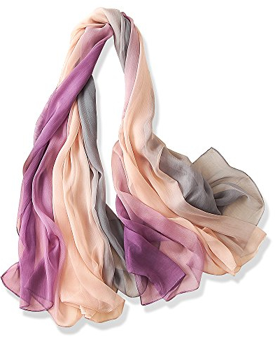 YFZYT Plain Farbe Seiden-Schal für Damen mit Feder Stickerei Muster/Elegantes Accessoire für Frauen/Seiden-Schal/Halstuch/Schulter-Tuch/Schal Chiffon Stola Scarves - Farbverlauf Farbe#8