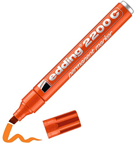 edding 2200 C permanent marker - orange - 1 pen - chisel tip 1-5 mm - quick-drying permanent marker pen - waterproof, smudge-proof - for cardboard, plastic, wood, metal, fabric