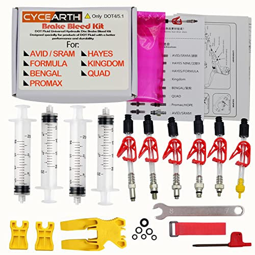 CYCEARTH Fahrrad Bremse DOT Öl Bleed Kit für Avid Sram Code 5 Code R Juicy Ultimate Elixir Formula Hayes Bngal Hope Quad Hydraulische Disc Werkzeuge (Kit B)