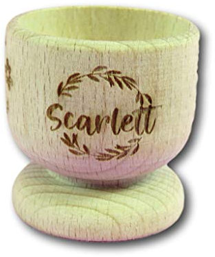 Floral Name Wooden Egg Cup | Personalised Egg Cup | Egg Holder | Engraved Egg Cup | Easter Gift