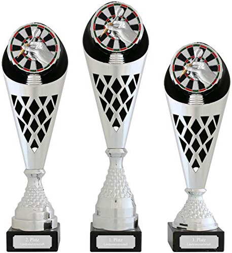 Pokal L Pokal Dart Serie Verdun Trophäe Silber groß mit Gravur