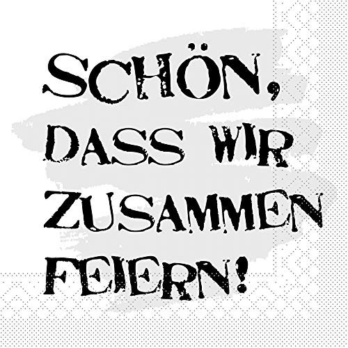 Sovie HORECA Tissue Serviette Schön, DASS wir zusammen feiern, Party Feier Kommunion Konfirmation, 33 x 33 cm, 100 Stück