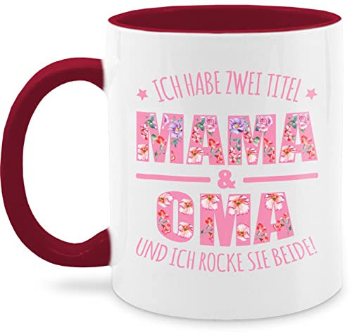 Tasse Tassen 325ml - Großmutter - Ich habe zwei Titel: Mama & Oma I Muttertag Omi - 325 ml - Bordeauxrot - muttertagsgeschenk oma-tasse für omas granny teetasse geschenk grandma omilein oma,
