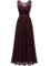 Berylove Damen Abendkleid Elegant Cocktailkleid Lang Brautjunferkleid Chiffon Spitzen Kleid Hochzeit Party Burgund BLP7025 Burgundy S