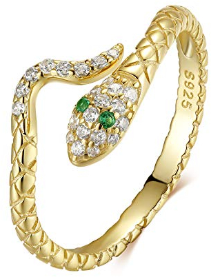 Qings 925er Sterling Silber Ring für Frauen - Vergoldet, Verstellbar