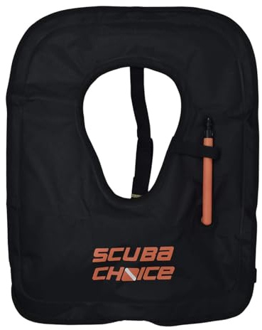 Scuba Choice Schnorchelweste für Erwachsene mit Namensfeld, aufblasbare Schnorchelweste für Erwachsene über 90 kg, einfache Mundpumpe, Abnehmbarer Gurt (68,6 x 48,3 cm), XL, Schwarze Schnorchelwesten