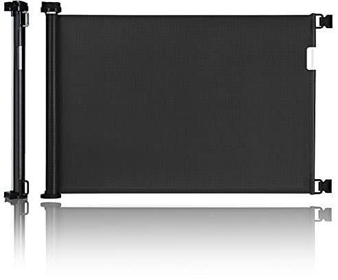 OOSOFITT Retractable Stair Gate 0-180cm, Extra Wide Baby/Dog Gate, One Hand Operated, Black