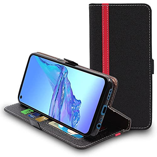 ebestStar - Coque pour Oppo A53S, A53, Etui Portefeuille Protection, Housse Pochette PU Cuir Porte Carte, Noir/Rouge