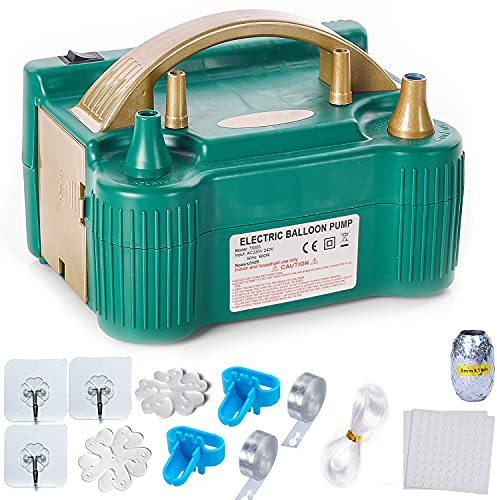 LAttLiv Electric Balloon Pump, 220V-240V 600W Balloon Pump Electric, 18 pcs Balloon Arch Kit, Balloon Decorating Strip, Portable Balloon Inflator, Dual Nozzle Balloon Air Pump for Balloon Garland