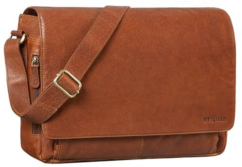 STILORD 'Tom' Vintage Leather Messenger Bag for 15 Inch Laptop | Shoulder Bag for Office Work | Large Genuine Leather Business Satchel Laptop Bag A4, Colour:maraska - Brown
