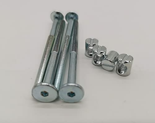 HMH-Shop Bettschraube sechskant M6x40mm / M6x50mm / M6x60mm / M6x70mm / M6x100mm / M8x100mm Möbelschraube Quermutter M6 / M8 / Ihre Wunsch-Variante (4, Bettschraube M6x120mm inkl. Quermutter M6)
