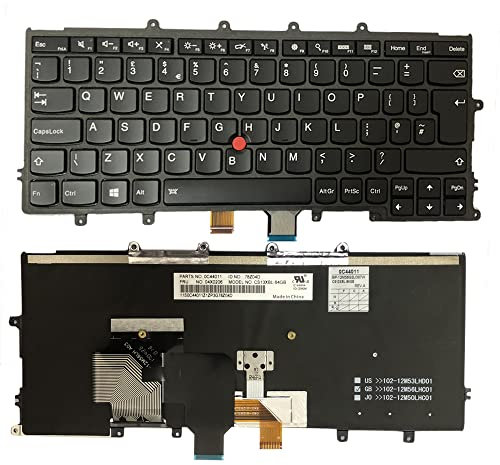 Gintai Keyboard Teclado UK Layout para Lenovo ThinkPad X230S X240, X240S, X250, X260, X270, A275 04X0206 04X0244 04Y0929 04Y0967 0C44011 0C44049 01AV520 01AV560 SN20K79583 CS13XBL-84G Keyboard Backlit
