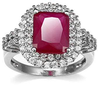 Banemi Elegante Ringe Damen, Ring Damen Personalisiert Versilberter Rosenrot Zirkonia Rechteckig Damen Verlobungsring Größe 52 (16.6)