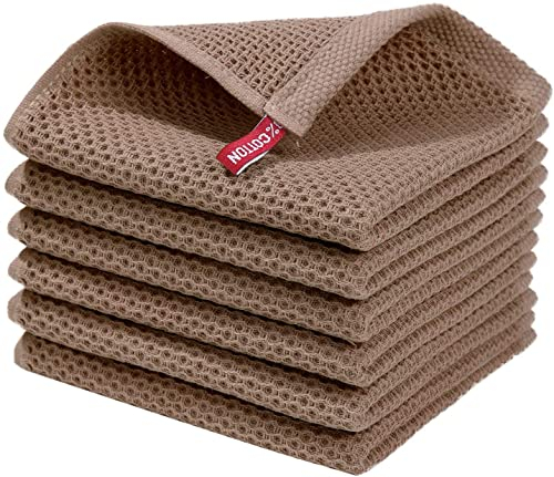 BW&HM Baumwolltücher Putzlappen Baumwolle Spültücher Spültuch Baumwolltuch Reinigung Waschbar für Haushalt Küche Geschirr 33x33 cm 6er Set Braun