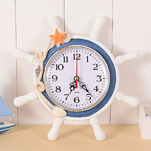RNCOZE Orologio da parete mediterraneo, stile nautico, casual mare vela ago, orologio da parete per nave da spiaggia, orologio da parete per decorazione domestica (WH754A11-9271-1151526141)