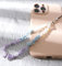 Gradient Natürlicher Kristallstein Kies Handykette,Universal Handy Handschlaufe Handy Charm Handgelenk Handy Lanyard Perlen Kette Telefonkette Handyschmuck Schlüssel Taschen Handy Anhänger,Lila