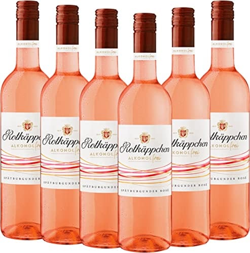 VINELLO 6er Weinpaket Roséwein - Spätburgunder Rosé alkoholfrei - Rotkäppchen mit einem VINELLO.weinausgießer | 6 x 0,75 Liter