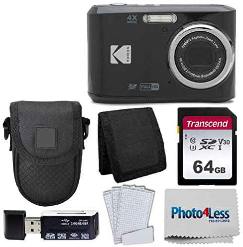 Kodak PIXPRO FZ45 Appareil photo numérique + étui pour appareil photo + carte mémoire SD Transcend 64 Go + portefeuille à trois volets + lecteur de carte SD USB haute vitesse + plus encore... (Noir)