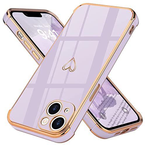 Lafunda Cover Compatibile con iPhone 14 Custodia con protezione fotocamera Sottile Morbido TPU Silicone Antiurto Protettiva Case amore Paraurti Donne per iPhone 14 Viola