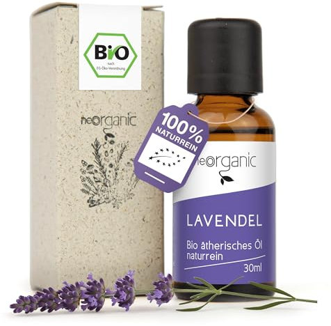 NeoOrganic® BIO Lavendelöl aus dem echten Lavendel [Lavandula Angustifolia] 100% naturreines ätherisches BIO Öl - für einen ruhigen Schlaf und gute Laune - Duftöl - 30 ml